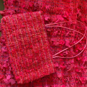 Hand Woven Loom Scarf, Hand Crafted, Bright Pink, Women's, Unique Accessory
